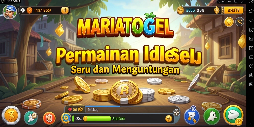 Tampilan layar utama MARIATOGEL dengan gameplay idle yang menghibur.