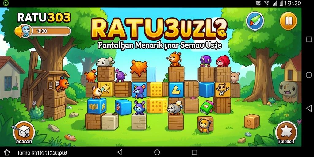 Screenshot gameplay menarik dari RATU303 dengan puzzle yang penuh warna.