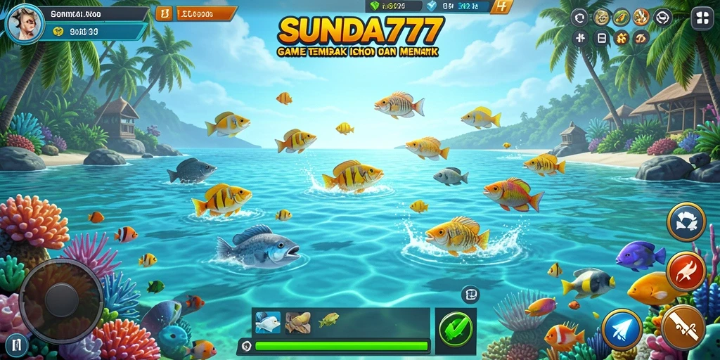 Screenshot SUNDA777 menampilkan aksi menangkap ikan yang mendebarkan.